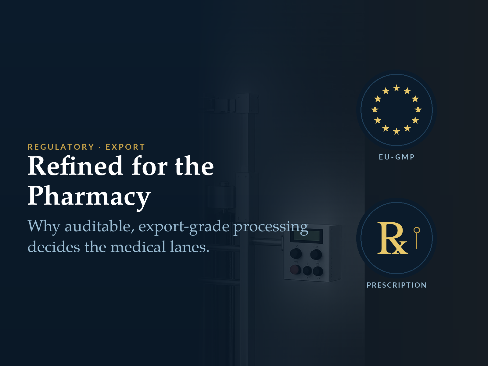 Refined for the Pharmacy — Regulatory and Export